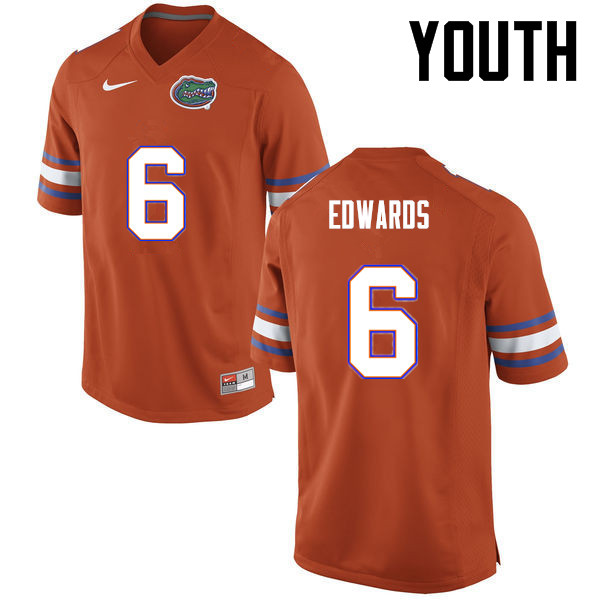 Youth Florida Gators #6 Brian Edwards College Football Jerseys-Orange
